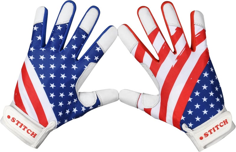 Dot Stitch USA Flag Baseball Batting Gloves & Softball Glove American Flag Batting Gloves Youth Kids Baseball Batting Glove Youth Men Adult & Unisex - Image 1